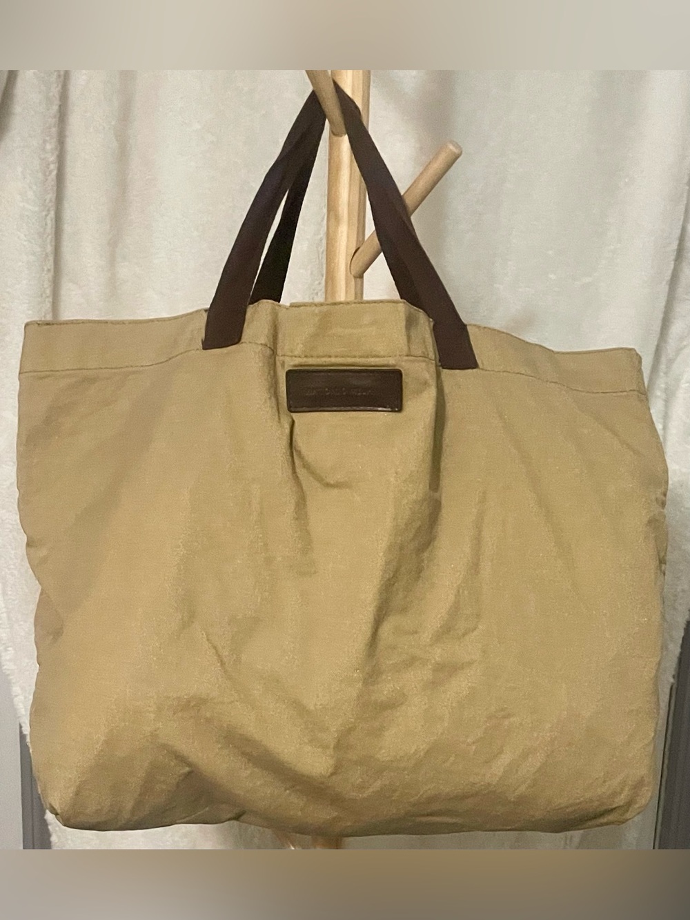 Antonio Melani Khaki & Brown Canvas Tote Bag